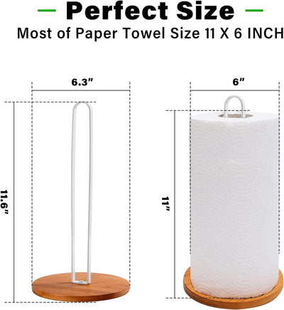 Wood Paper Towel Holder with Non-Slip Wooden Base