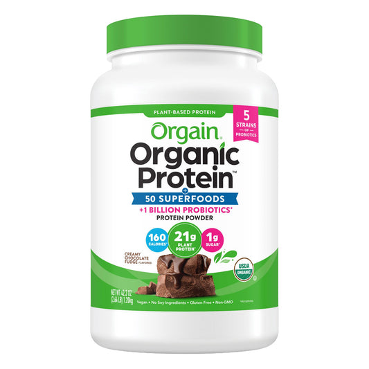 Orgain Organic Protein and Superfoods Plant Based Protein Powder, Creamy Chocolate Fudge, 2.64 Lbs
