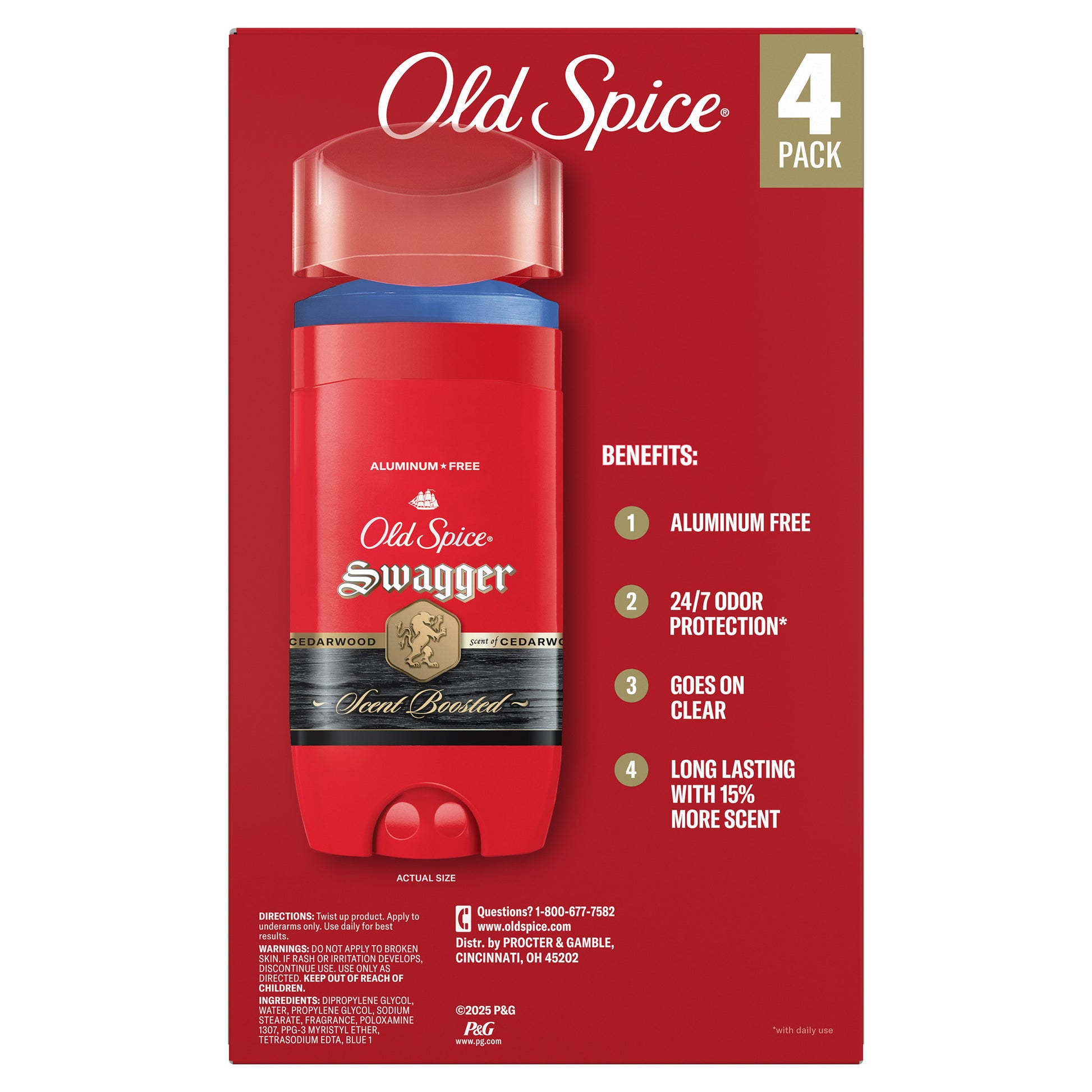 Old Spice Swagger Scent Boosted Aluminum Free Deodorant, 3 Oz, 4-Pack