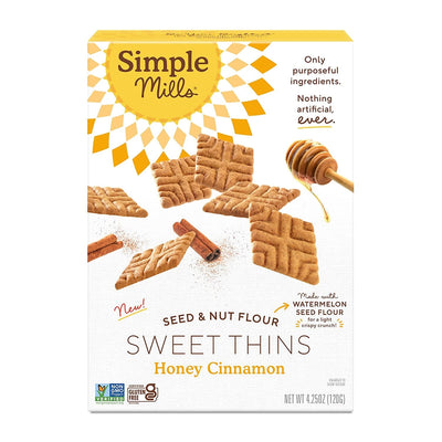 Simple Mills Sweet Thins Cookies, Seed and Nut Flour, Honey Cinnamon - Gluten Free, Paleo Friendly, Healthy Snacks, 4.25 Ounce (Pack of 1)