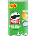 Pringles Potato Crisps Chips, Lunch Snacks, On-The-Go Snacks, Grab N' Go, Sour Cream and Onion, 2.5Oz Can (1 Can)