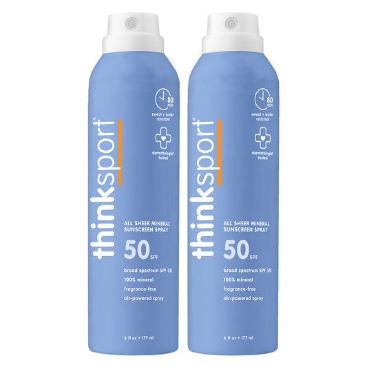 Thinksport All Sheer Mineral Sunscreen Spray SPF 50+, 6 Oz, 2-Pack