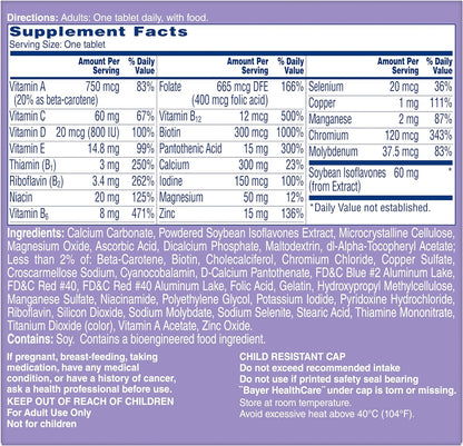 One a Day Women'S Menopause Multivitamin with Vitamin A, Vitamin C, Vitamin D, Vitamin E and Zinc for Immune Health Support, Bone Health, 50 Count
