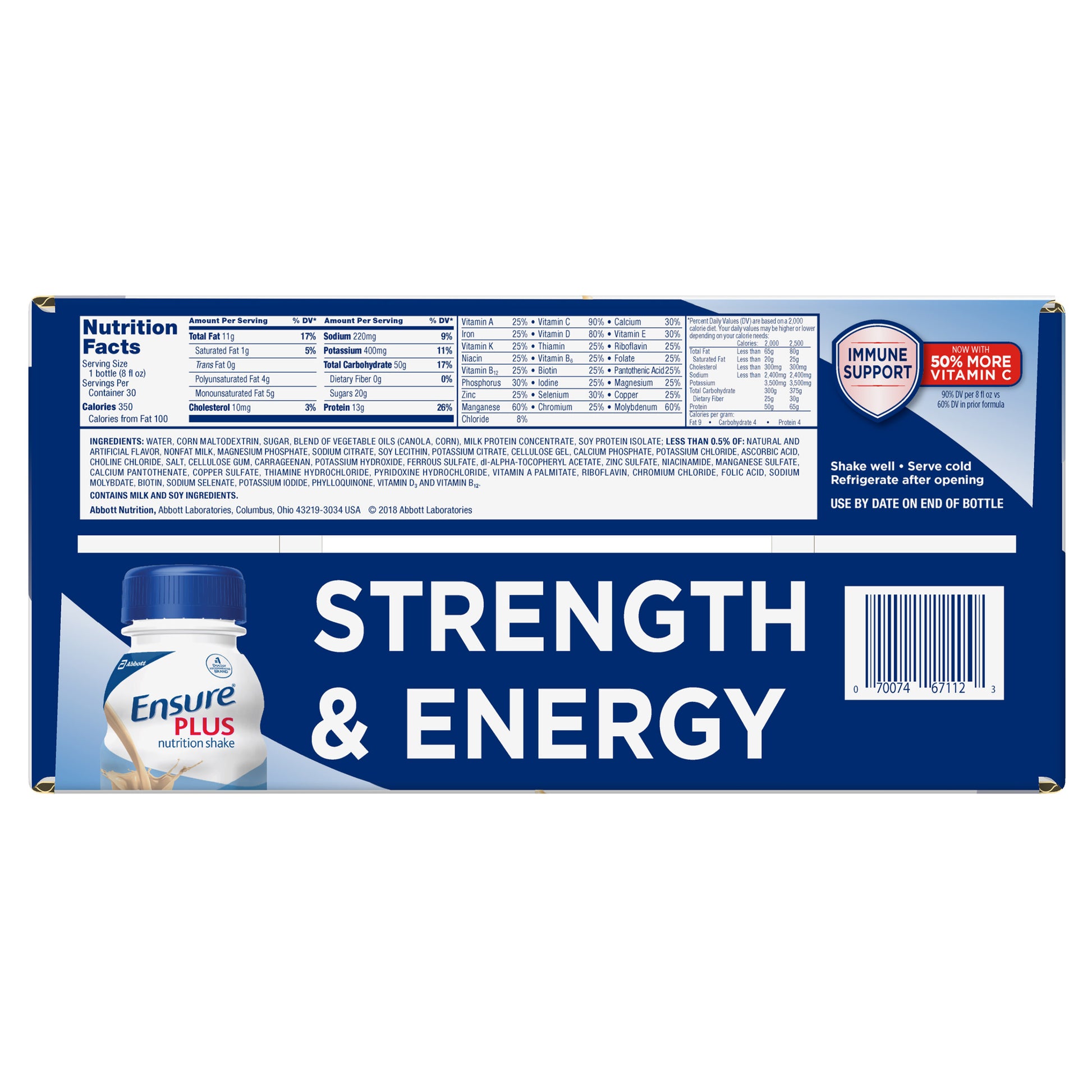 Ensure plus Nutrition Shake, Vanilla, 8 Fl. Oz, 30-Pack