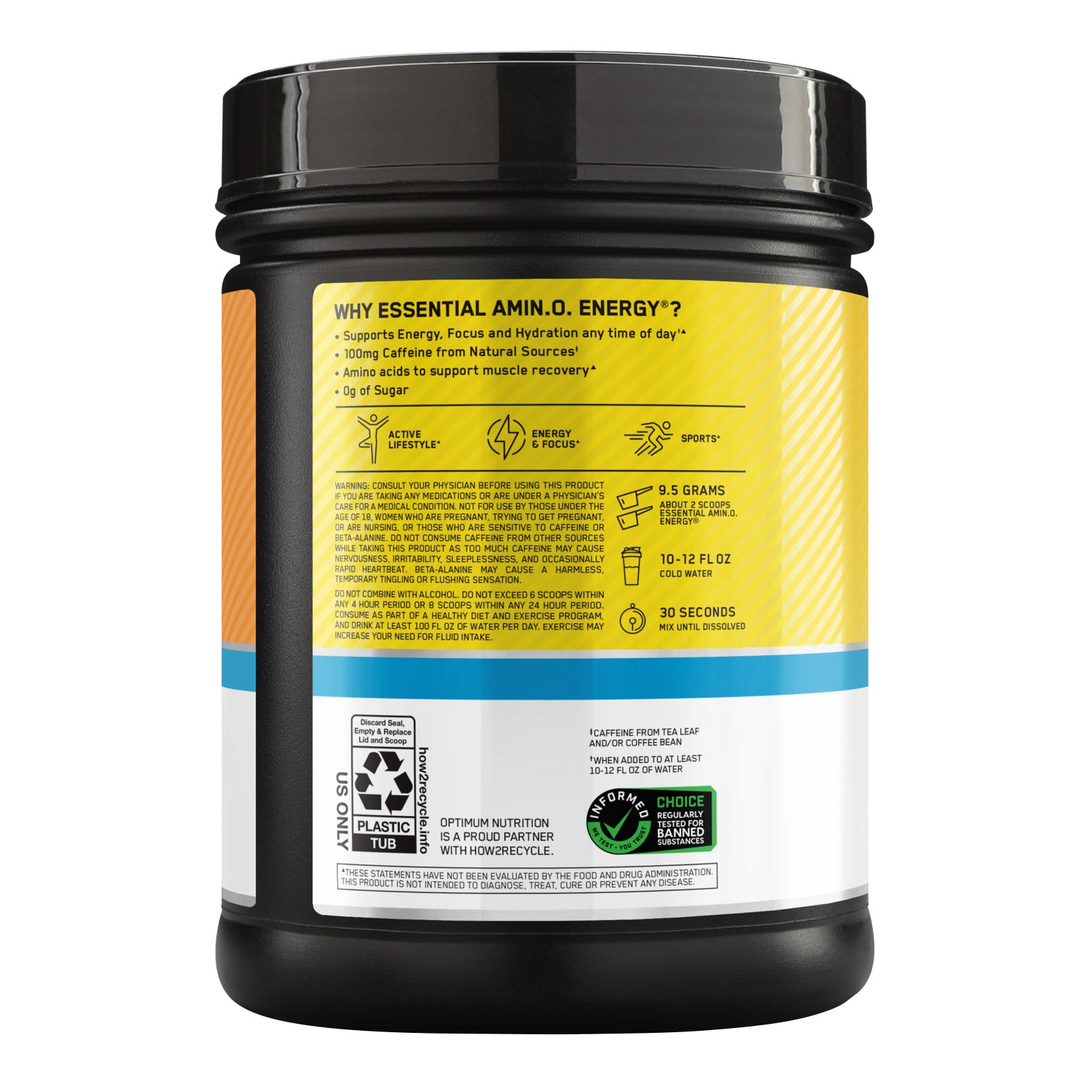 Optimum Nutrition Essential Amino Energy + Electrolytes, Sun Kissed Citrus, 1.5 Lbs