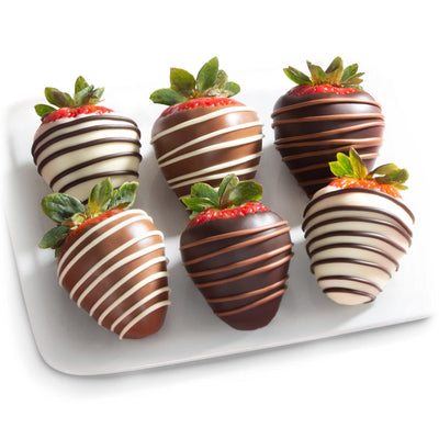 Home Delivery Golden State Fruit Chocolate Covered Strawberries, 6 Dark, Milk & White Delight 