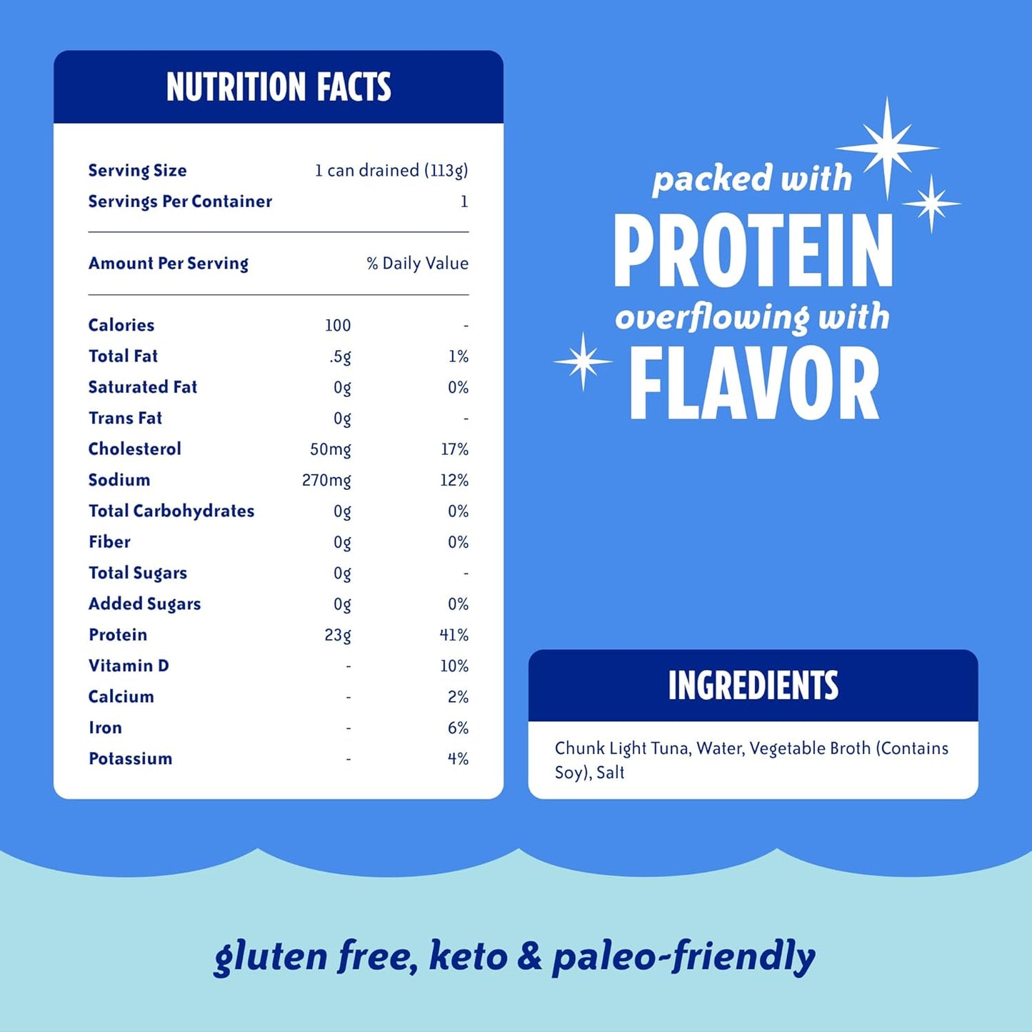 Chicken of the Sea Wild Caught Chunk Light Tuna, 25% Less sodium 5 Oz Case of 24