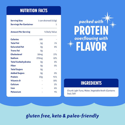 Chicken of the Sea Wild Caught Chunk Light Tuna, 25% Less sodium 5 Oz Case of 24