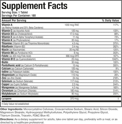 Bronson ONE Daily Mens 50+ Complete Multivitamin Multimineral, 180 Tablets