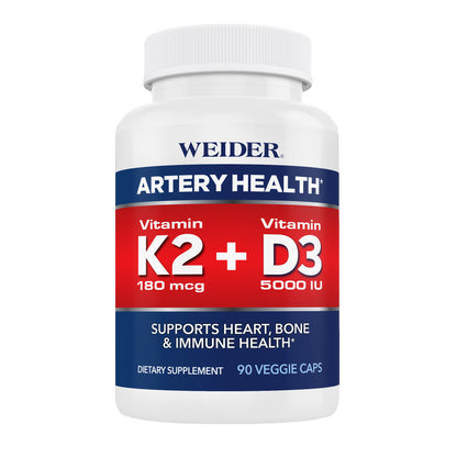 Weider Artery Health with Vitamin K2 plus D3, 90 Veggie Caps