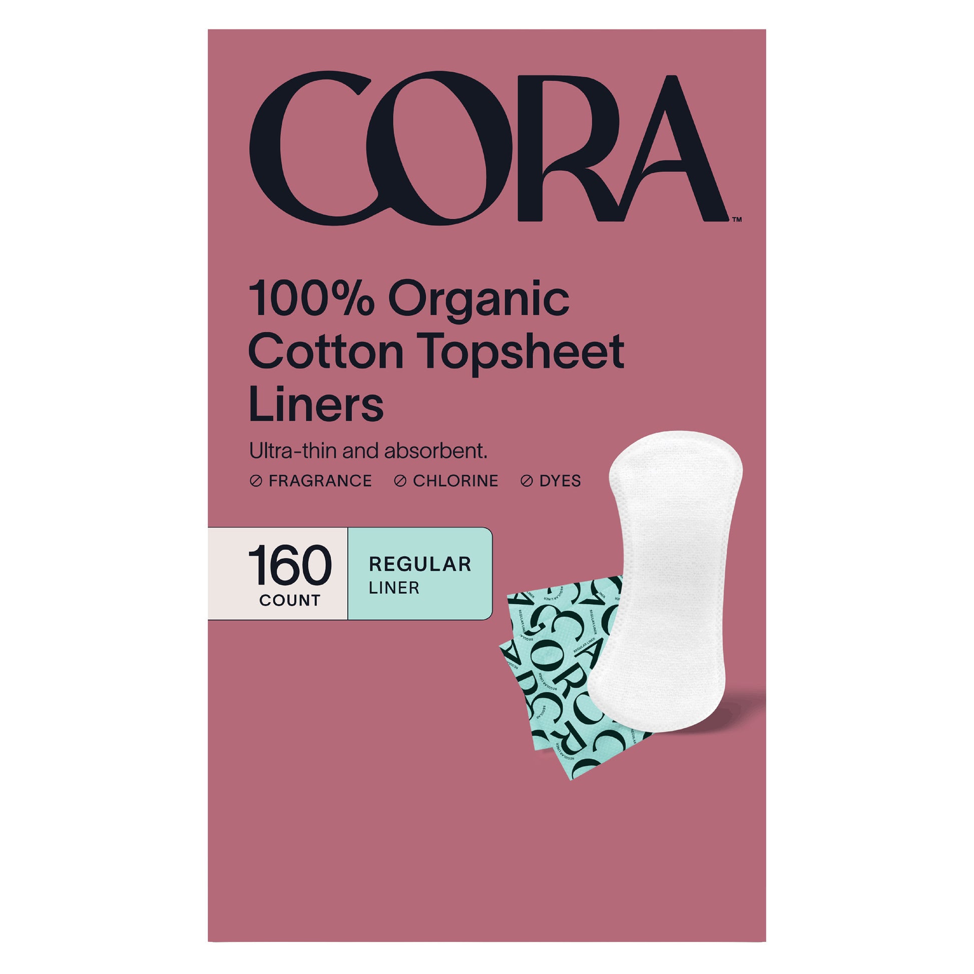Cora 100% Organic Cotton Topsheet Liners, 160Ct