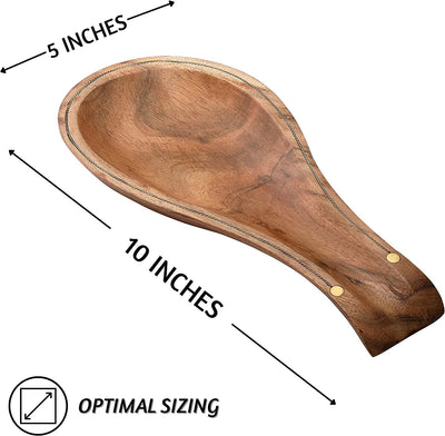 Spoon Rest for Kitchen Counter, Spoon Holder Acacia Wood, 10 Inches