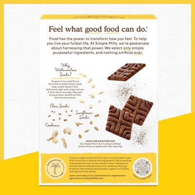 Simple Mills Sweet Thins Cookies, Seed and Nut Flour, Chocolate Brownie - Gluten Free, Paleo Friendly, Healthy Snacks, 4.25 Ounce (Pack of 1)