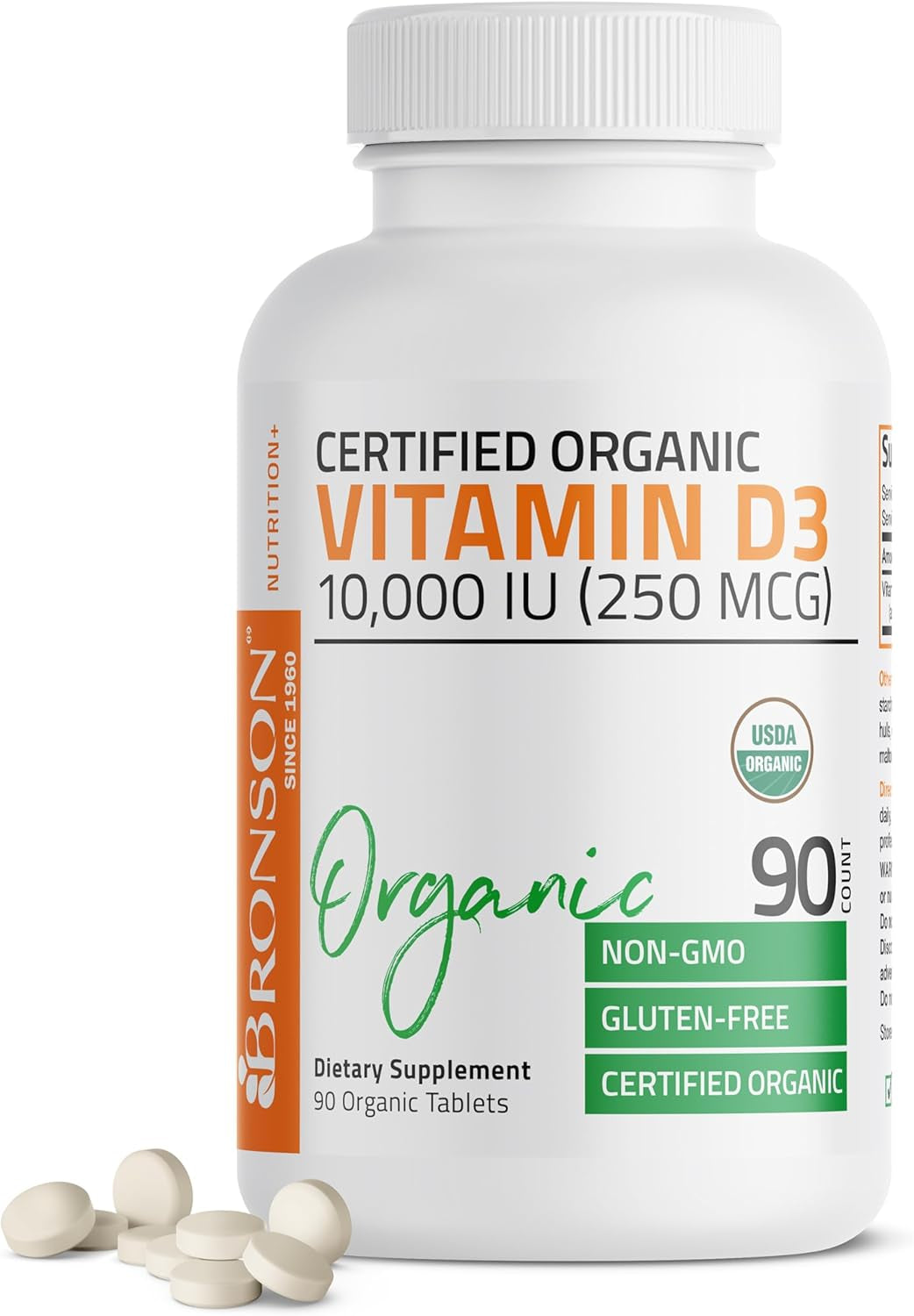 Bronson Vitamin D3 10,000 IU for Immune Support, Healthy Muscle Function & Bone Health, High  Organic Non-Gmo Vitamin D Supplement, 90 Tablets