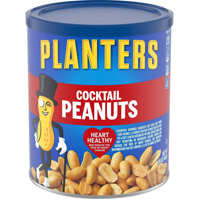 PLANTERS Salted Cocktail Peanuts, 16 Oz. Resealable Jar - Cholesterol Free Heart Healthy Snack - a Good Source of Essential Nutrients - Premium Quality Peanuts - Kosher