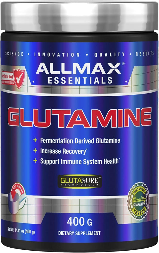ALLMAX L Glutamine Powder 400G, Fermented L-Glutamine Powder Pure, Unflavored Glutamine Supplement for Gut Health, Recovery & Immune Support, Vegan, Gluten Free