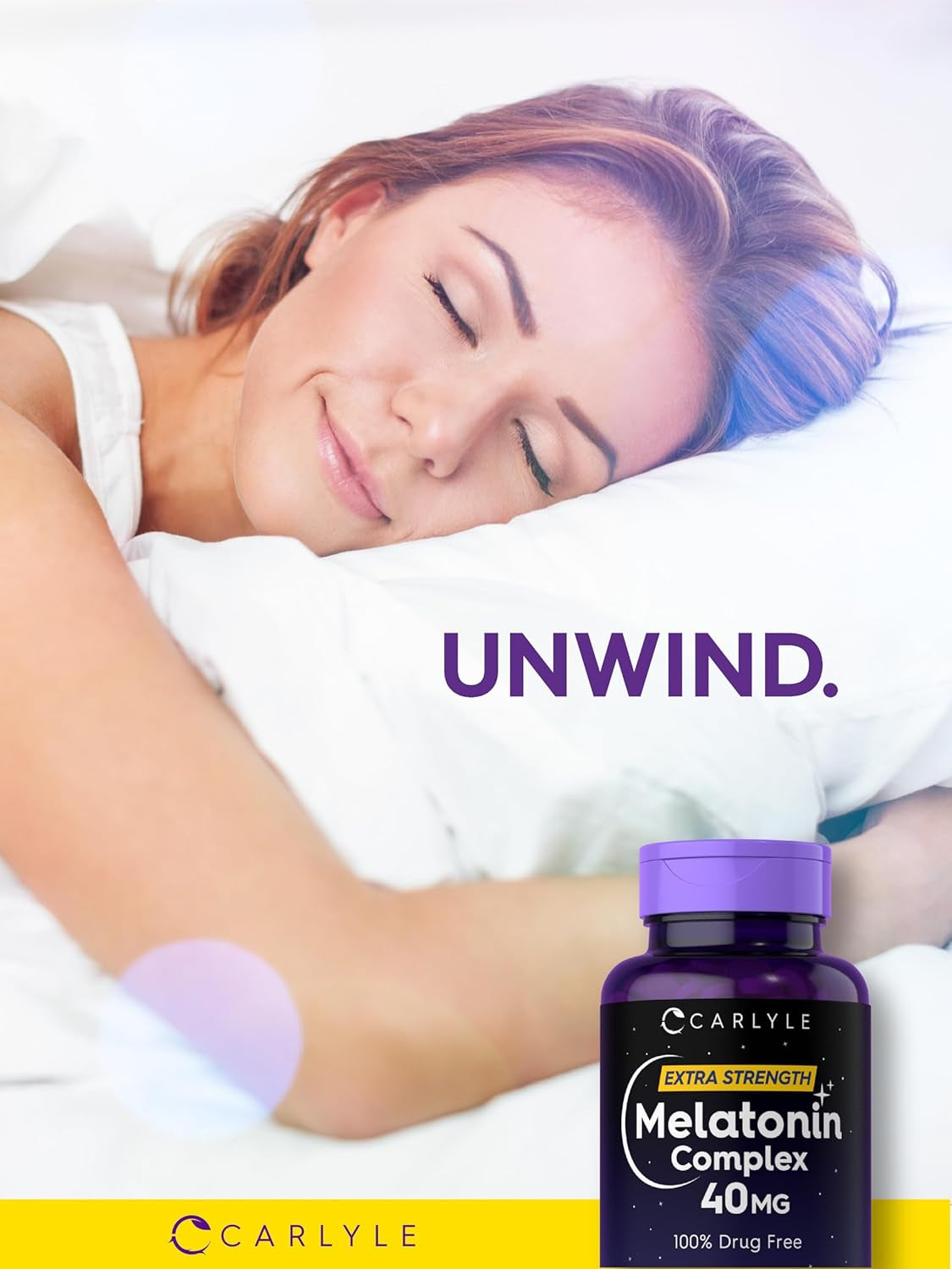 Carlyle Melatonin 40Mg Complex | 150 Fast Dissolve Tablets | Extra Strength Support | with Ashwagandha and Chamomile | Vegetarian, Non-Gmo, Gluten Free Supplement