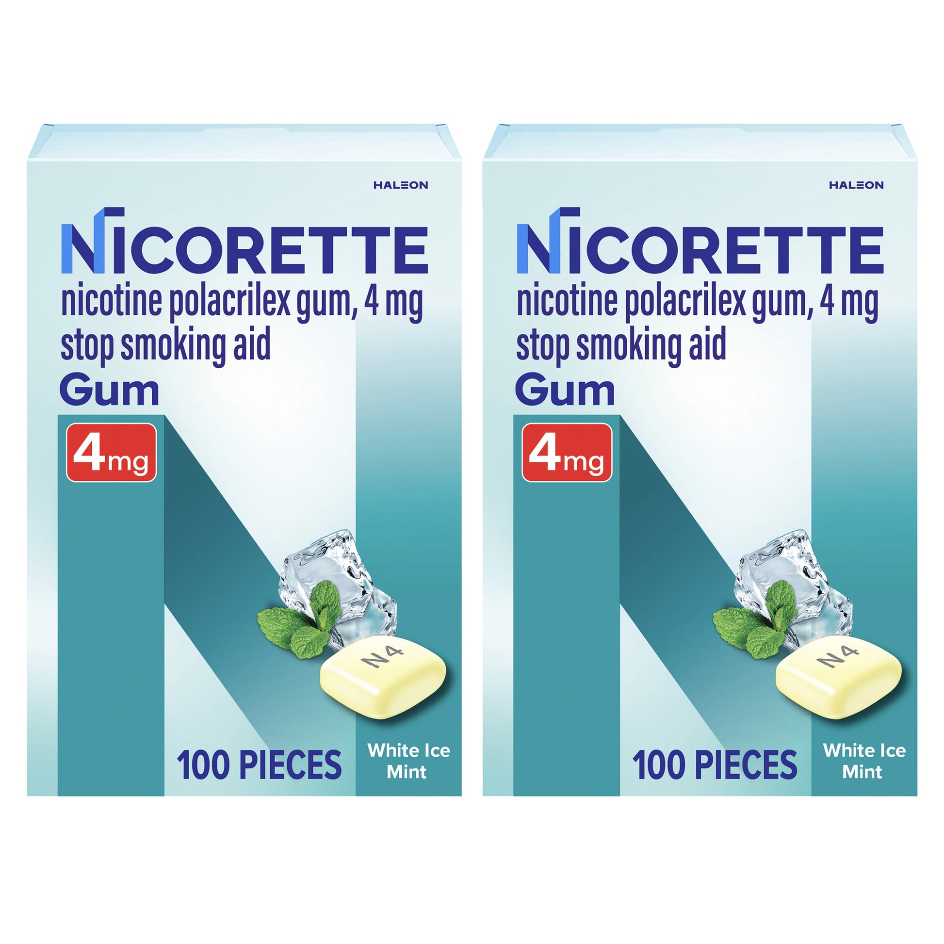 Nicorette Quit Smoking Aid 2Mg. or 4Mg., White Ice Mint Gum, 200 Pieces
