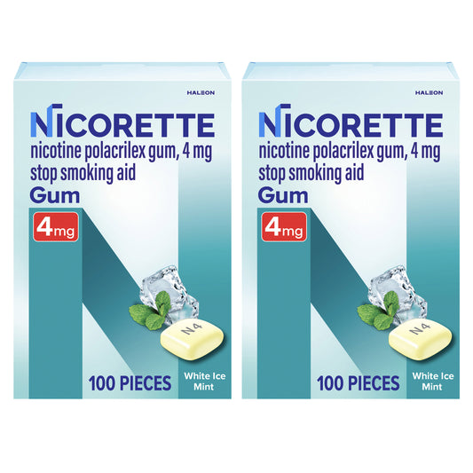 Nicorette Quit Smoking Aid 2Mg. or 4Mg., White Ice Mint Gum, 200 Pieces