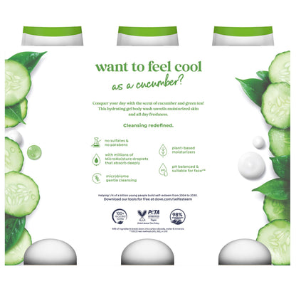 Dove Refresh Cucumber and Green Tea Body Wash, 23 Fl Oz, 3-Pack
