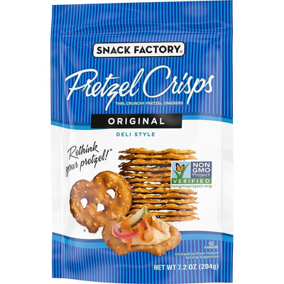 Snack Factory Original Pretzel Crisps, Non-Gmo, 7.2 Oz Resealable Bag
