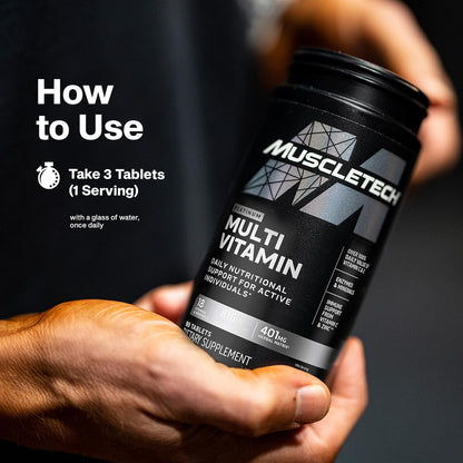 Muscletech Platinum Multivitamins for Men & Women - Multi-Vitamin Supplement for Immune Support - 18 Vitamins & Minerals, Vitamin a C D E B6 B12 - Daily Workout Supplements for Men - 90 Capsules