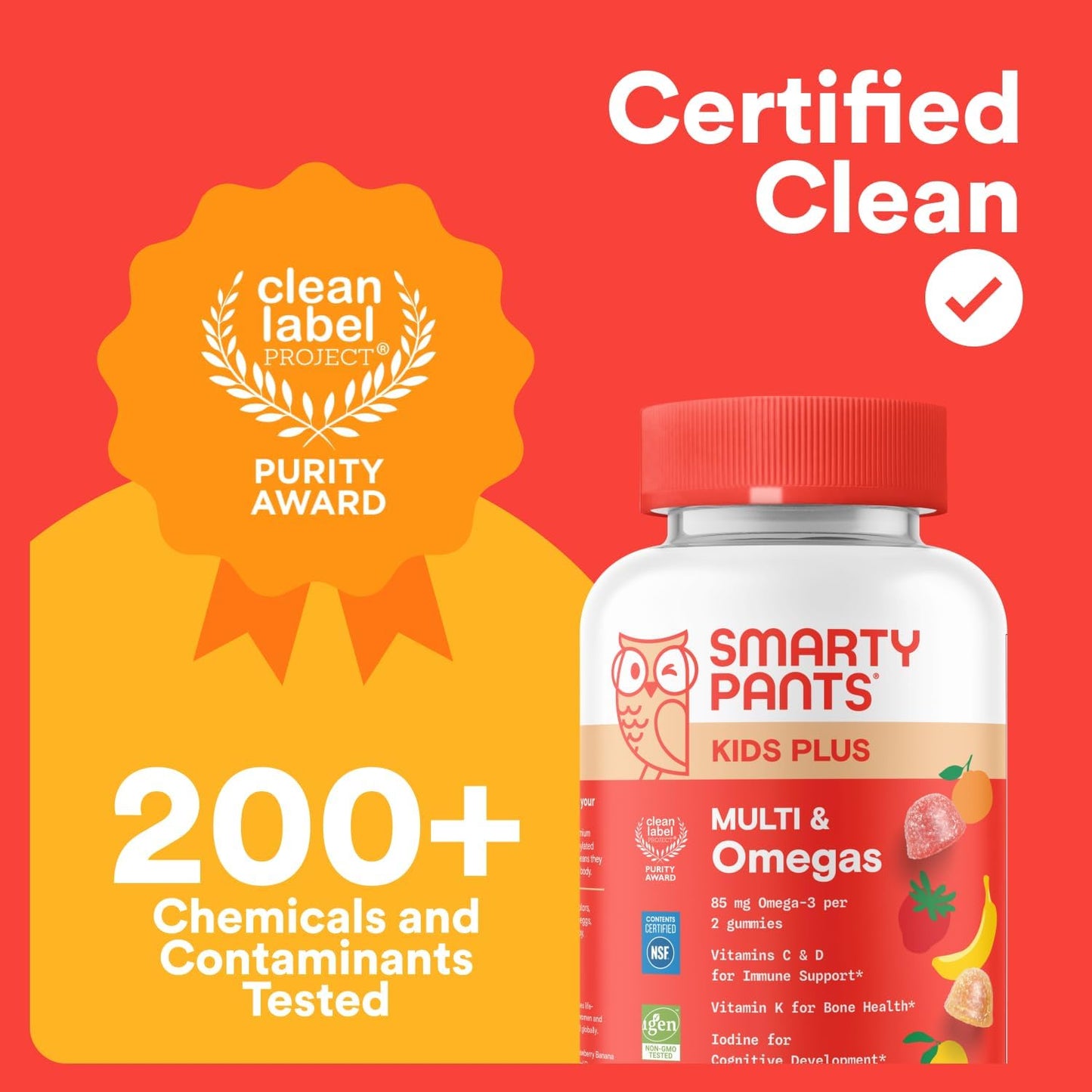Smartypants Kids Multivitamin Gummies - Improved Formula: Omega 3 (DHA/EPA), Vitamins D3, C, B12, B6, Vitamin A, K & Zinc, Gluten Free, Three Fruit Flavors, 60 Count (30 Day Supply)
