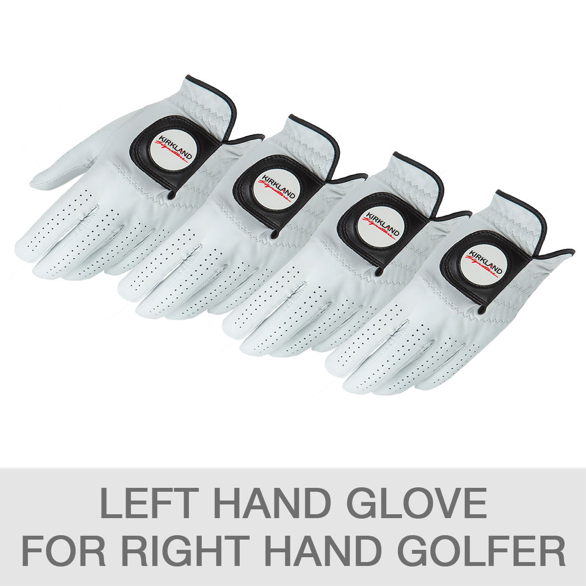 Kirkland Signature Leather Golf Glove, Right Handed, 4-Pack
