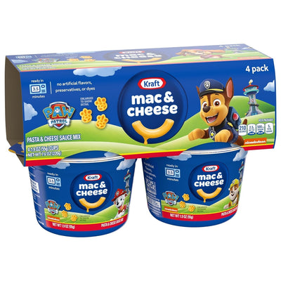 Kraft Macaroni & Cheese Paw Patrol Shapes Dinner (1.9 Oz Cups, 4 Count), Packaging May Vary