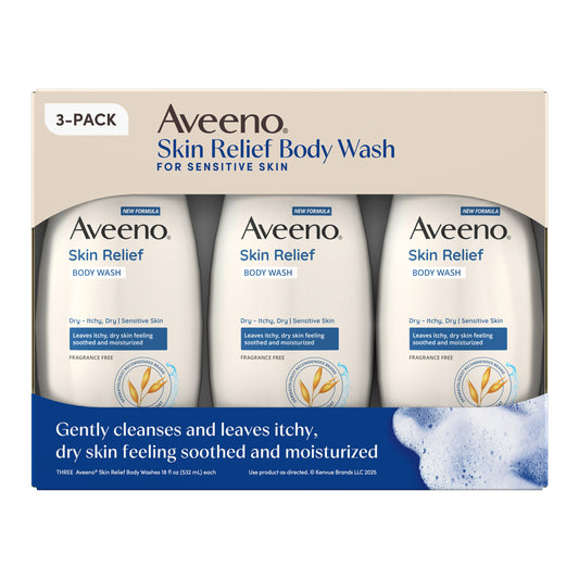 Aveeno Skin Relief Body Wash, 18 Fl Oz, 3-Pack