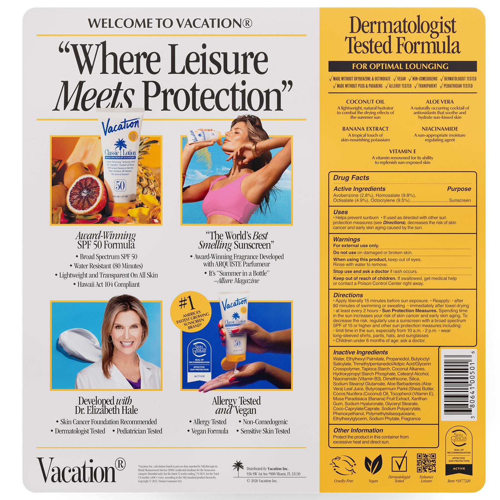 Vacation Classic Sunscreen Lotion, SPF 50, 6 Fl Oz Duo