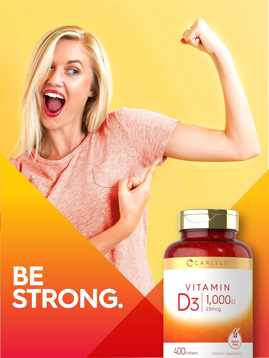 Carlyle Vitamin D3 1000IU | 25 Mcg | 400 Softgels | High  | Non-Gmo & Gluten Free Supplement