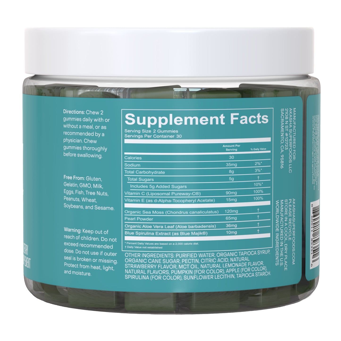 Akasha Superfoods GLOW Sea Moss & Pearl Powder, 2-Pack