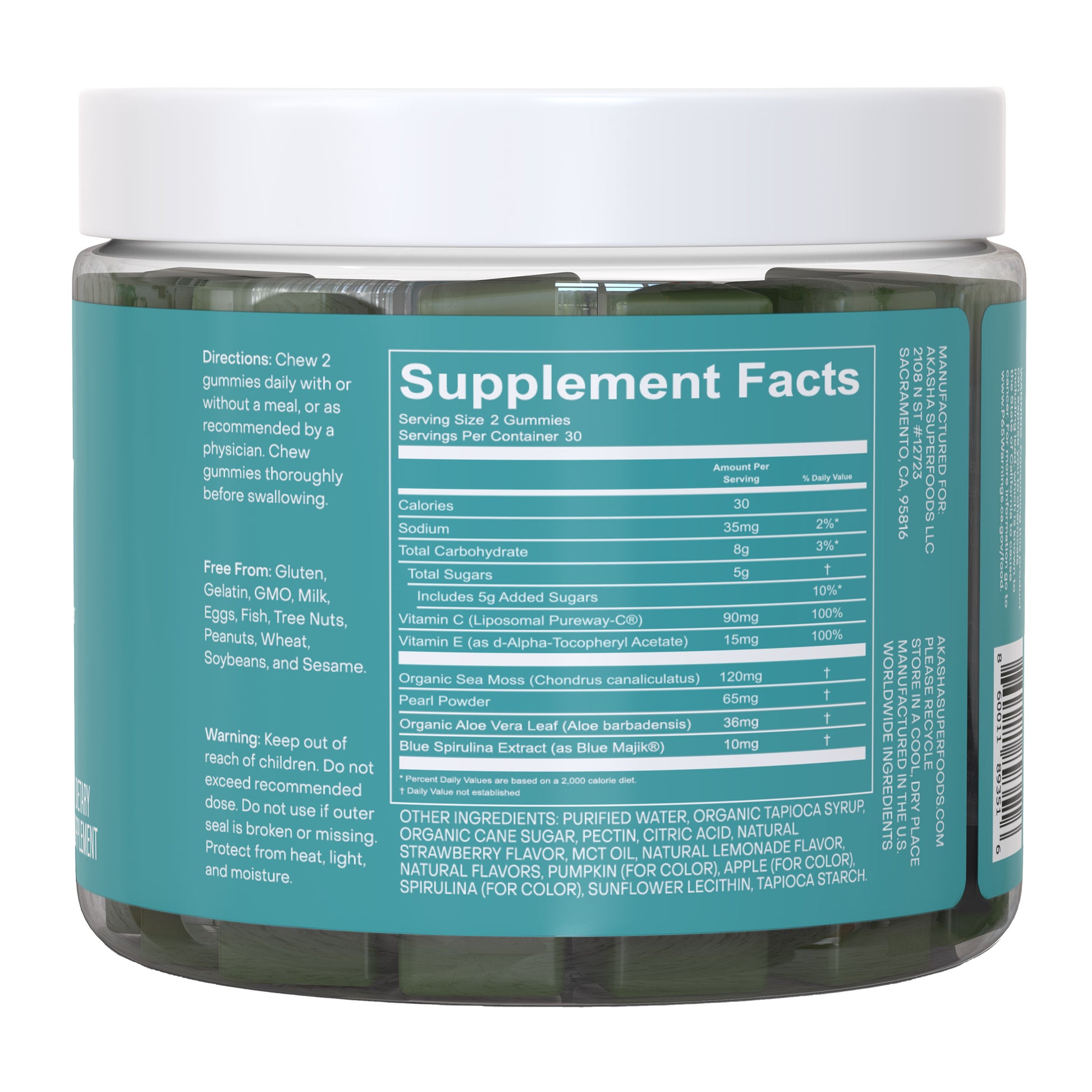 Akasha Superfoods GLOW Sea Moss & Pearl Powder, 2-Pack