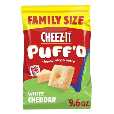 Cheez-It Puff'D Cheesy Baked Snacks, Puffed Snack Crackers, Kids Snacks, White Cheddar, 9.6Oz Bag (1 Bag)