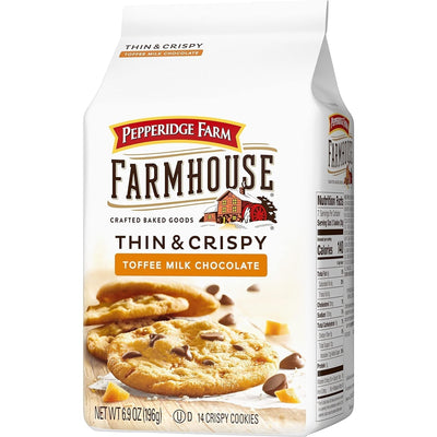 Pepperidge Farm Farmhouse Thin & Crispy Toffee Milk Chocolate Cookies, 6.9 Ounce Bag