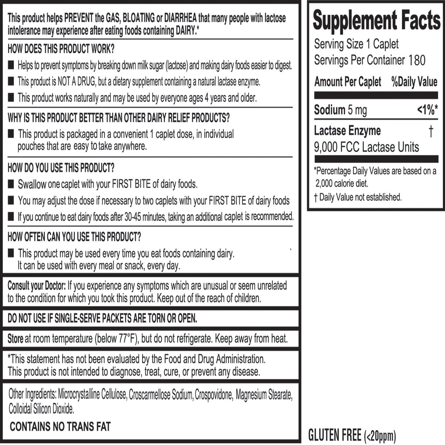 Kirkland Signature Fast Acting Lactase, 180 Caplets