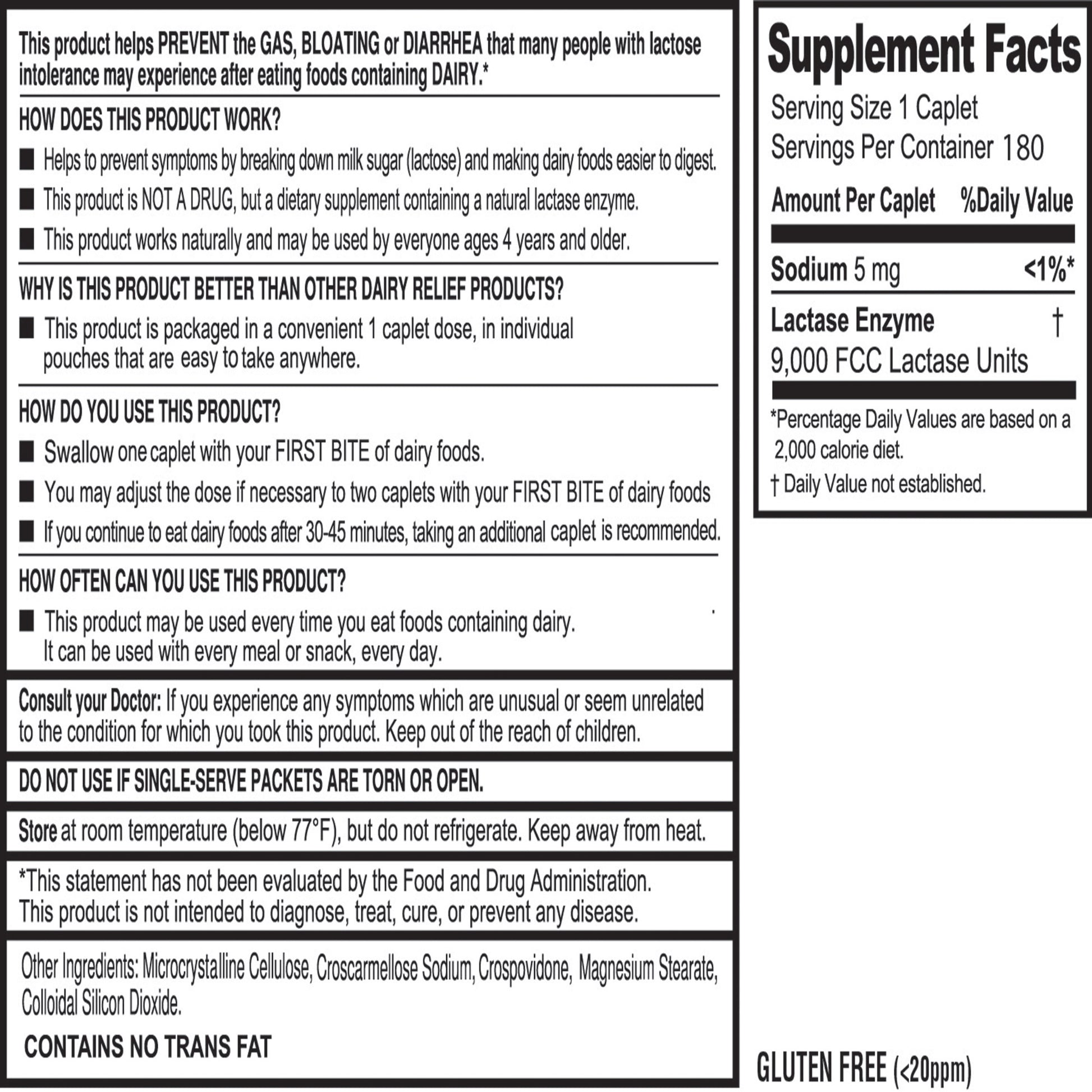 Kirkland Signature Fast Acting Lactase, 180 Caplets
