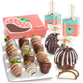 Home Delivery One Dozen Milk, Dark & White Delight Dipped Strawberries & Caramel Apple Duo 