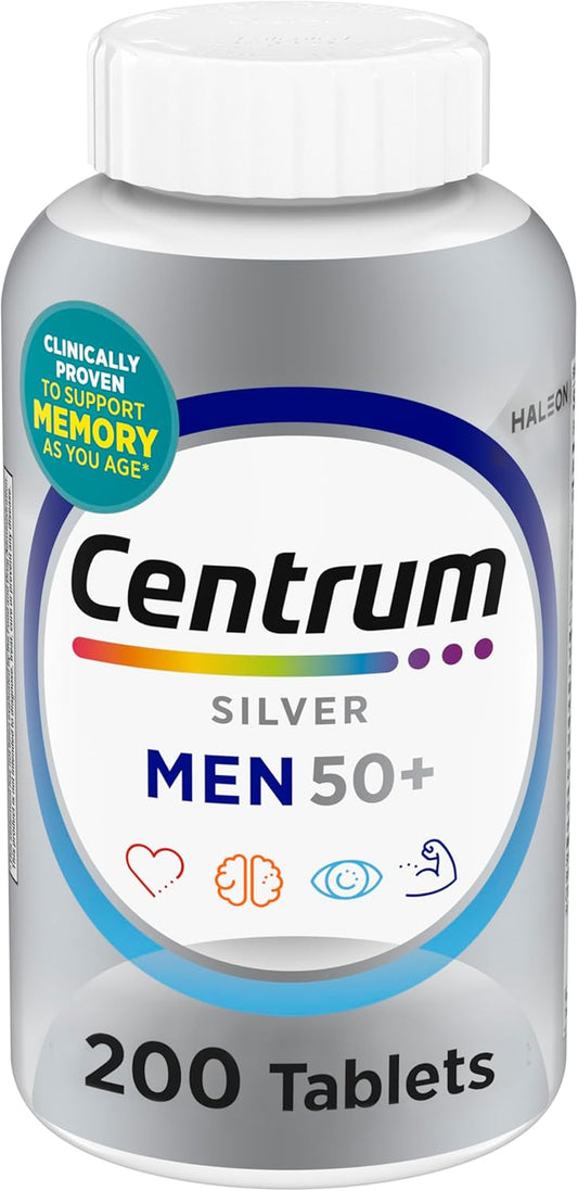 Centrum Silver Men'S 50+ Multivitamin with Vitamin D3, B-Vitamins, Zinc for Memory and Cognition - 200 Tablets