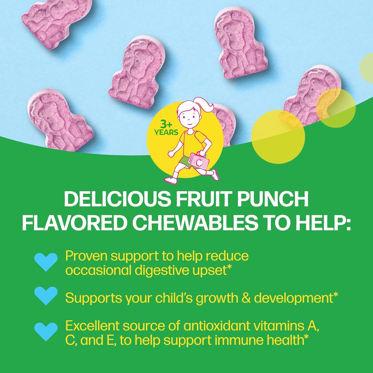 Culturelle Kids Complete Chewable Multivitamin + Probiotic for Kids, Ages 3+, 50 Count, Digestive Health, Oral Health & Immune Support - with 11 Vitamins & Minerals, Including Vitamin C, D3 & Zinc