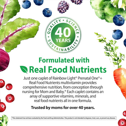 Rainbow Light Prenatal One High  Daily Multivitamin with Folate, Ginger and Probiotics; Supports Mom and Baby from Conception to Nursing; Vegan, 150 Tablets,* Pack May Vary