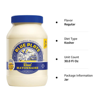 Blue Plate Real Mayonnaise, Homestyle Mayo for Chicken Salad to Deviled Eggs, 30 Fl Oz (Pack of 1)