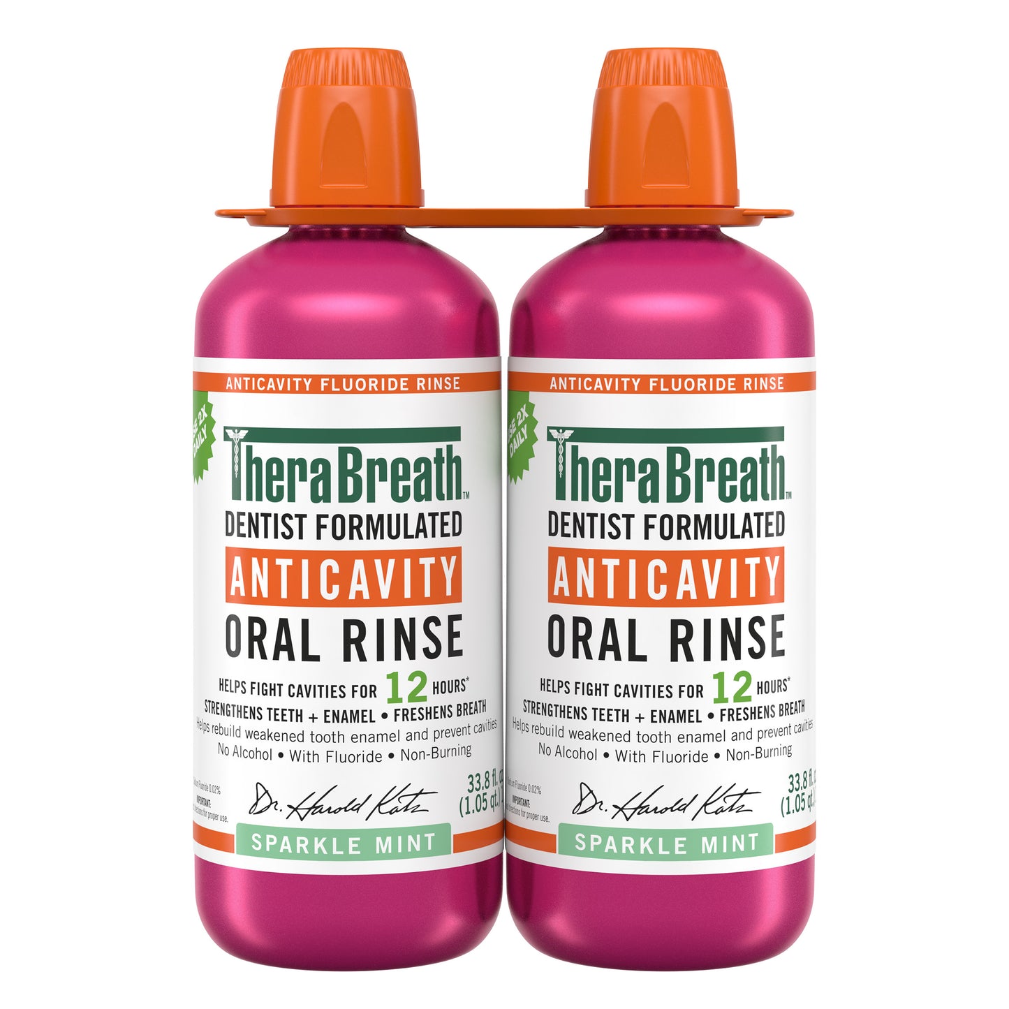 Therabreath Anticavity Oral Rinse, Sparkle Mint, 33.8 Fl Oz, 2-Pack