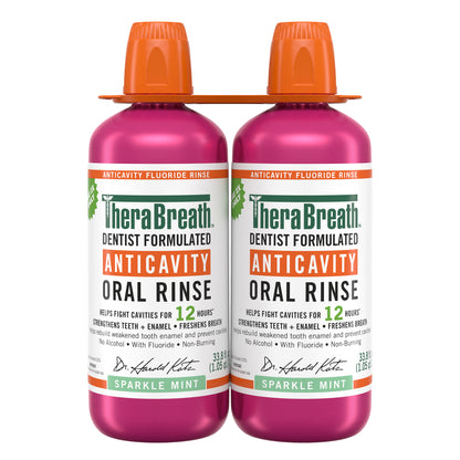 Therabreath Anticavity Oral Rinse, Sparkle Mint, 33.8 Fl Oz, 2-Pack