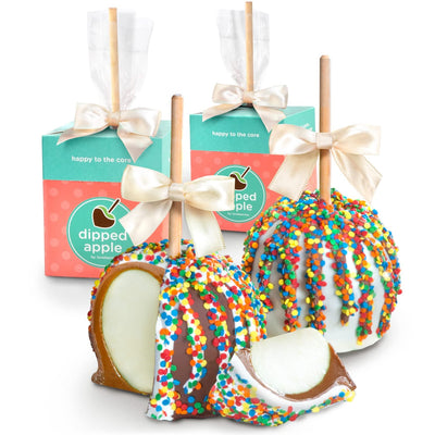 Home Delivery Birthday Chocolate Dipped Caramel Apples Pair 2 Piece Set 