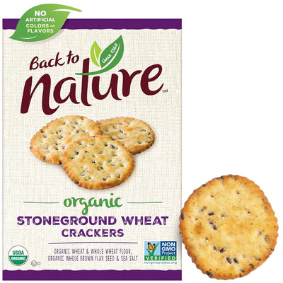 Back to Nature Organic Stoneground Wheat Crackers - Dairy Free, Non-Gmo, Made with Whole Grains & Flax Seed, Delicious & Quality Snacks, 6 Ounce​