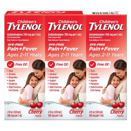 Children'S Tylenol Liquid Pain Relief & Fever Medicine, Dye-Free Cherry Flavor, 12 Fluid Ounces