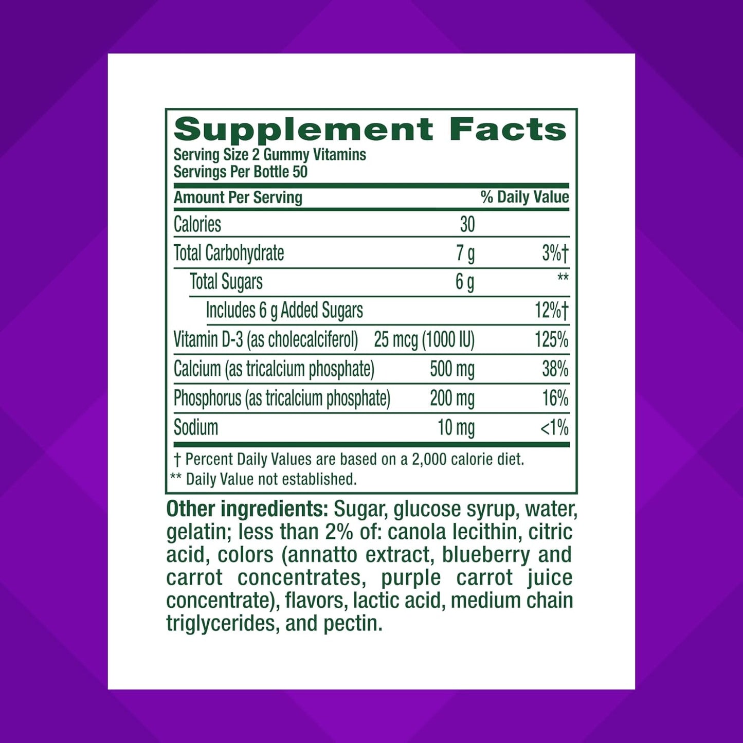 Vitafusion Chewable Calcium Gummy Vitamins for Bone and Teeth Support, Calcium Gummies, Fruit and Cream Flavor, 100 Count, 50 Day Supply
