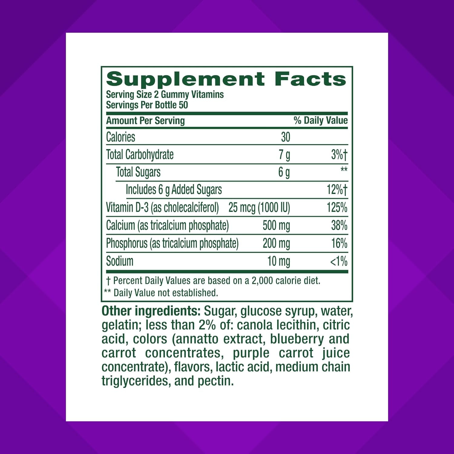Vitafusion Chewable Calcium Gummy Vitamins for Bone and Teeth Support, Calcium Gummies, Fruit and Cream Flavor, 100 Count, 50 Day Supply